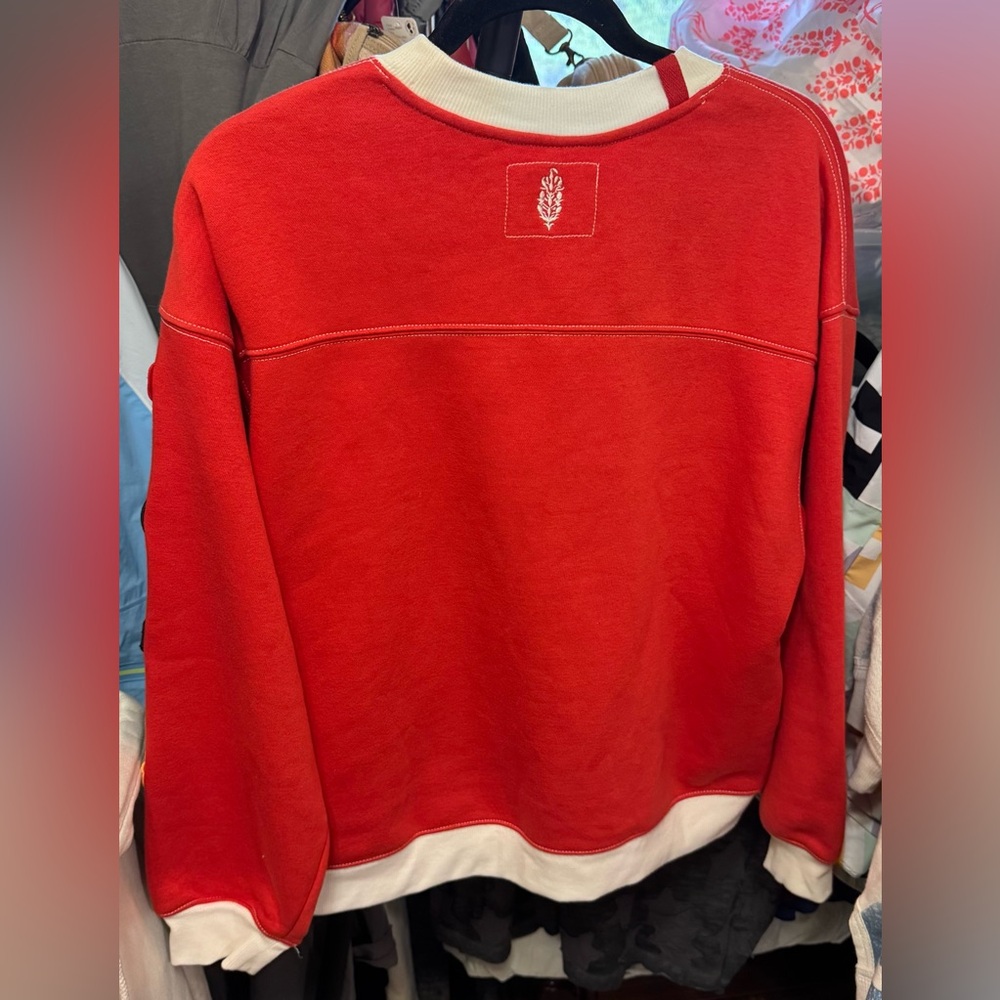 NWOT Free People FP Movement All Star Patch Pullover - red patch combo - XS - Picture 7 of 9